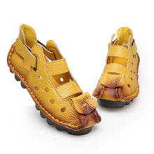 2016 Summer New Soft Bottom Flat Leather Shoes Personality Casual Women Sandals Tunnel Vintage Handmade Sandals For spring 2016