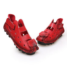 2016 Summer New Soft Bottom Flat Leather Shoes Personality Casual Women Sandals Tunnel Vintage Handmade Sandals For spring 2016
