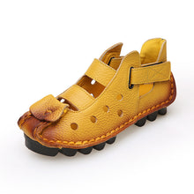 2016 Summer New Soft Bottom Flat Leather Shoes Personality Casual Women Sandals Tunnel Vintage Handmade Sandals For spring 2016