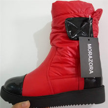 2016 new fashion flats snow boots down warm ankle boots women fashion thick fur inside platform cotton shoes