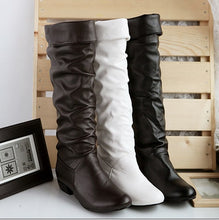 Asumer Plus size 2017 new arrive Mid-Calf Women Boots Black White Brown flat heels half boots spring autumn shoes