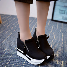 HEE GRAND Wedges Women Boots 2016 Platform Shoes Woman Creepers Slip On Ankle Boots Fashion Flats Casual Women Shoes XWD4722