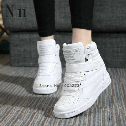 New 2016 spring autumn ankle boots heels shoes women casual shoes height increased high top shoes mixed color Winter boots