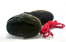 Winter Black Snow Boots Real Fur Nowles Shearling-Lined Genuine Leather Wedge Boots Two Shoelaces 35~41 Heel 7cm Women's Shoes